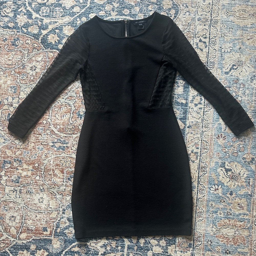 French Connection Black Sheer Cut Out Dress